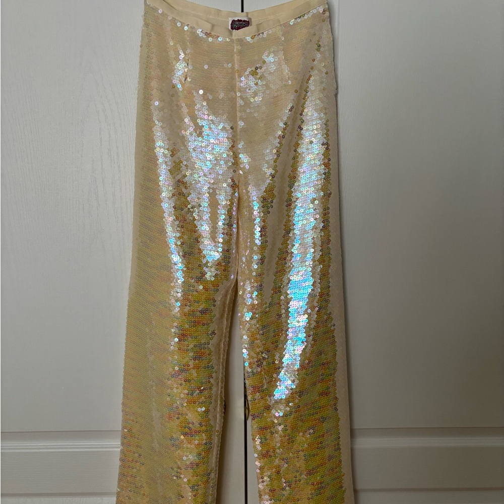 Sequin Pants in Cream